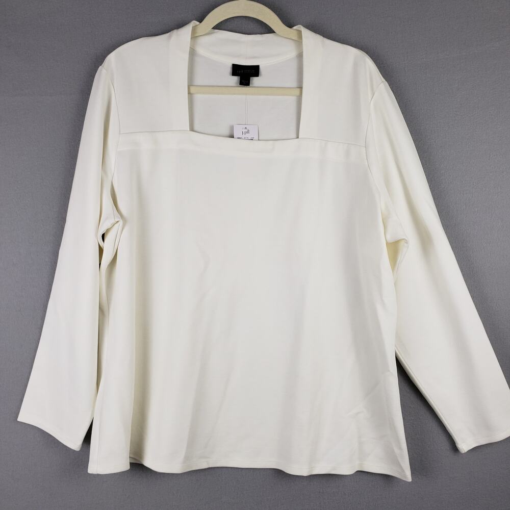 J. Jill Size XL Ottoman Square Neck Top Cream Minimalist Closet‎ Staple Capsule